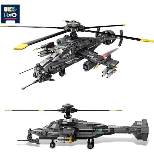 1161PCS City Firewolf Attack Helicopters Fighter Building Blocks Model Military Army Plane Airplane Bricks Toys For Children