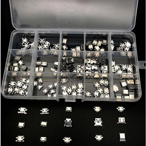 150pcs - 15 Models Micro USB box MINI Android mobile phone charging accessories Connector Socket Jack MP3/4/5 Lenovo ZTE Huawei