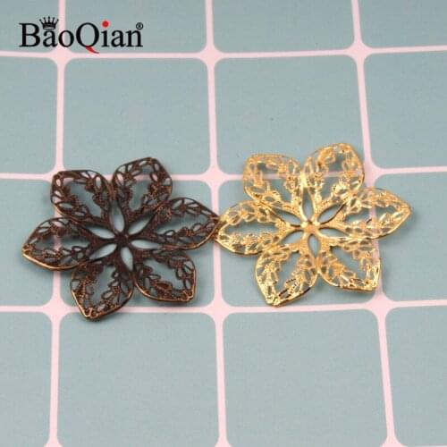 30Pcs 43mm Filigree Flower Wraps Metal Embellishment Scrapbook For DIY Jewelry Craft Connectors Metal Crafts