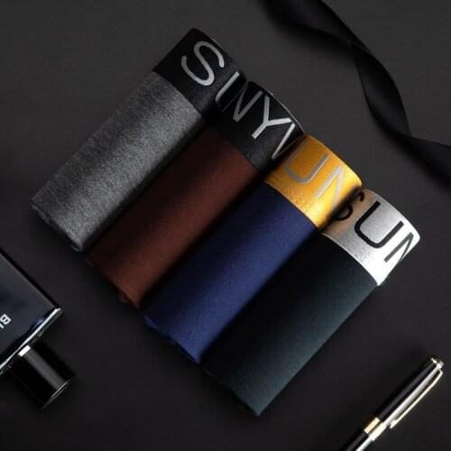 4Pcs/Lot Men Underwear Male Boxers Sexy Solid Color Comfortable Breathable Underwear Men Underpants Elasticity Shorts