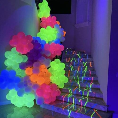 UV Glow Balloons Garlands Blacklight Reactive Neon Latex Balloons Glow In The Dark Wedding Party Kids Birthday Luminous Decor