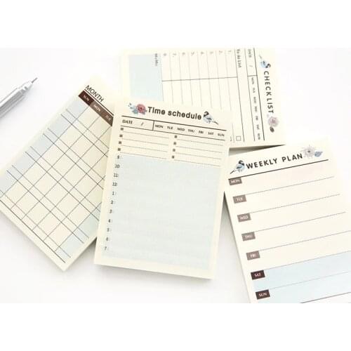 60 Sheets/pack Kawaii Birds Flowers To Do Memo Pad Monthly Weekly Check List Mini Memo Notes Office School Home Diary