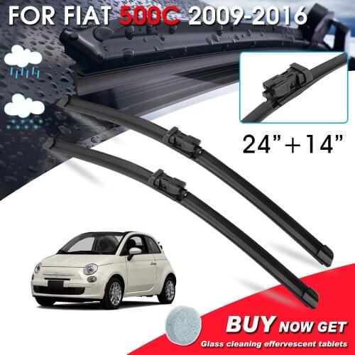 BROSHOO Car Front Window Windshield Wipers Blade For Fiat 500C 24"+14" LHD&RHD Car Model Year 2009-2016 Auto Accessories