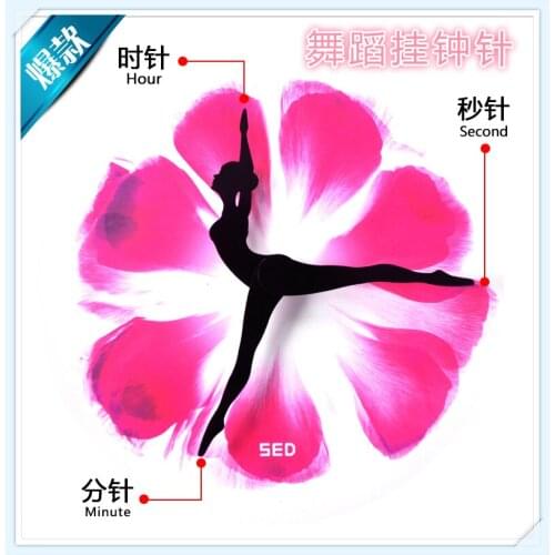Charming Ballerina Wall Clock DIY Baby Girl Nursery Decor Ballet Dancing Girl Needle Hand Wall Watch