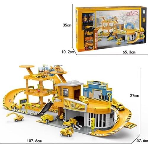 Kids engineering play parking car metal construction sets toy for sale(2men/2car/1plane/1motor)