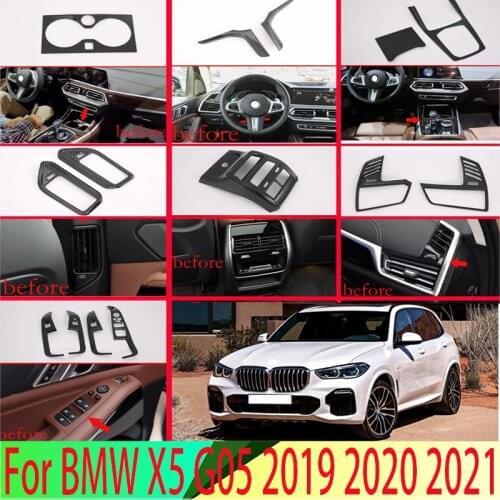 For BMW X5 G05 2019 2020 Car Decoration Carbon Fiber Style Inside Interior Cover Trim Full Set 14Pcs