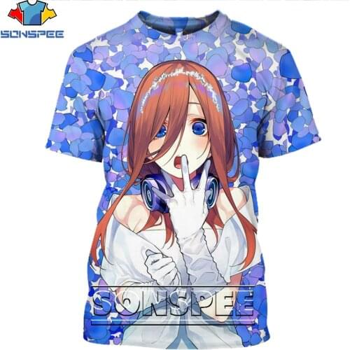 SONSPEE Anime The Quintessential Quintuplets Nakano Miku Shirt 3D Printing Men Womens Cute Summer Man Tshirt Kids Tshirts Top