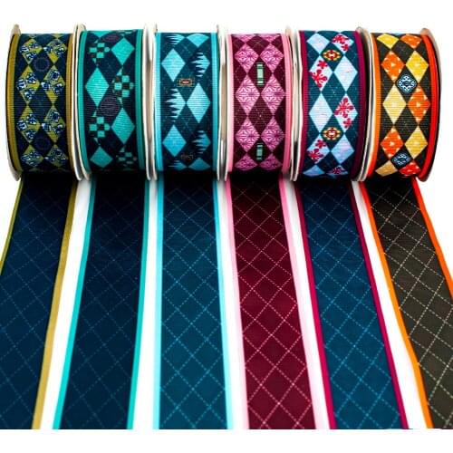 Chequer with Japanese Kimetsu No Yaiba Anime Double Printed Grosgrain/Satin Ribbon 10 Yards