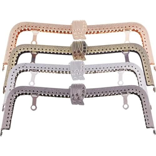 Prettyia Square Metal Frame Kiss Clasp DIY Handle Bag Purse Accessories 20cm