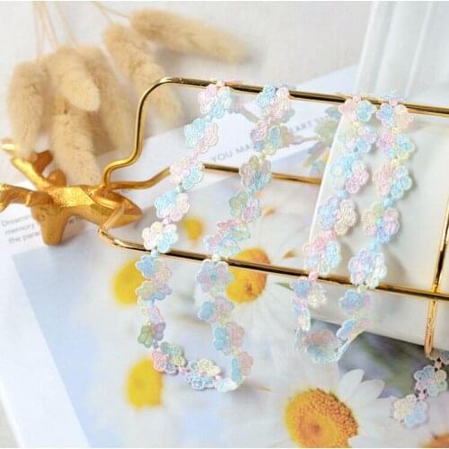 Hot Sale 3 Meters 1.4cm Width High Quality Colorful Flower Flower Soft Lace Vintage Party Dress Lace Trim Craft