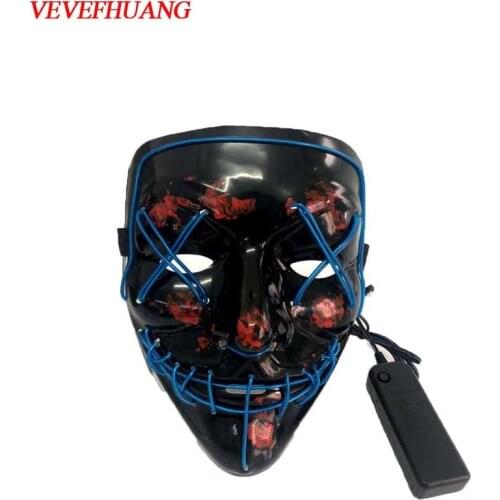 VEVEFHUANG Halloween Mask LED Mask Light Up Party Mask Neon Mask Cosplay Mascara Horror Mascaras Glow In Dark Masque for a Gift