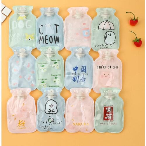 Cute Transparent Hot Water Bottle Warm Belly Treasure Cartoon Hand Warmer Filled Mini Explosion-proof Portable Hot Water Bags