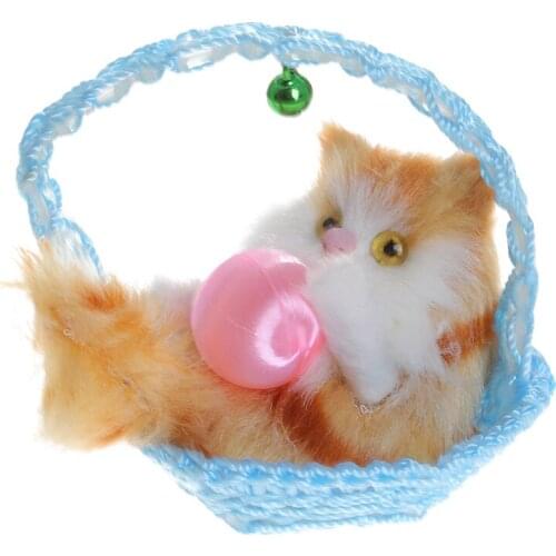 Cute Cat Toy Blue Basket + Yellow Cat Ball Simulation Toy High Quality Kawaii Exquisite Classic Toy With Small Bell