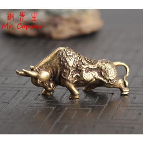 Brass Lucky Bullfighting Statue Home Decoration Ornaments Copper Animal Miniature Figurine Bring Wealth Office Desk Decor Crafts