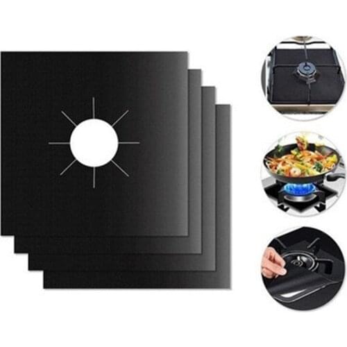 4PCS Reusable Non-stick Self Adhesive Foil Cleaning Mat For Gas Stove Protectors Cover Sheeting Kitchen Gas Stove Accessorie