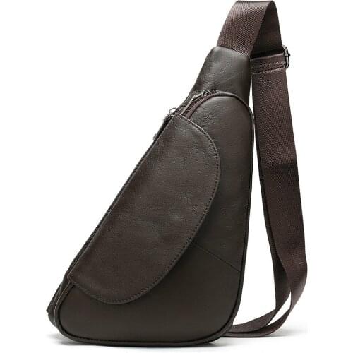 New Personality Genuine Leather Mens Chest Bag Fashion Creative Soft Leather Triangle Bag Leisure Sports Chest Crossbody Bag