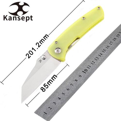Kansept Knives Main Street T1015B3 Pocket Knives 3.36'' 154CM Blade Yellow G10 Handle Tactical Hunting Camping Folding Knife