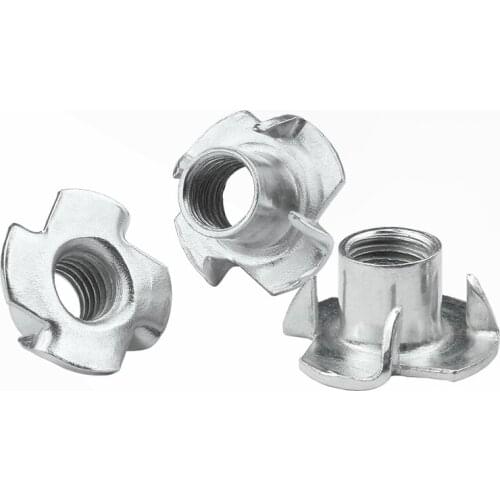 10/20Pcs M3 M4 M5 M6 M8 M10 Zinc Plated Four Claws Nut Speaker Nut T nut Blind Tee Nuts with Pronge Furniture