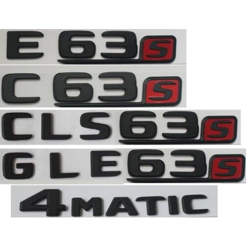 Flat Matt Black Red Letters Trunk Emblem Emblems Badges for Mercedes Benz AMG C63 C63s E63s S63 S CLS63s GLE63s GLS63s 4MATIC