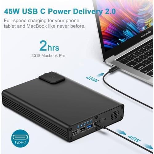 36000mAh 120W Portable Quick-charging Power Station AC DC Power Bank for Laptop Notebook MacBook iPad Surface Dell Acer Lenovo