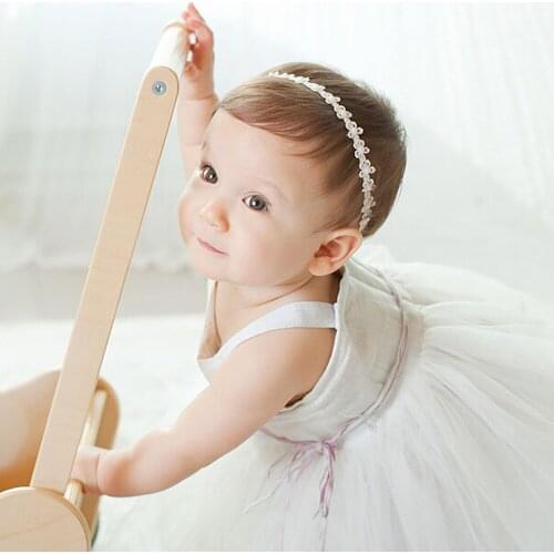 Baby Girls Princess Lace Flowers Diamond Pearl Headbands Elastic Kids Children Solid Ribbon Hair Hairbands bandeau fille 2020