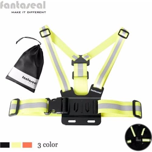 Adjustable Safety Security High Visibility Reflective Vest Gear Stripes Jacket Action Camera Chest Strap Mount For Gopro SJCAM