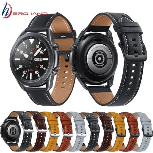 22mm Leather Watchband Strap for Samsung Galaxy Watch 3 45mm/ 46mm Band Sport Smart Bracelet Replacemen Wristband Correa