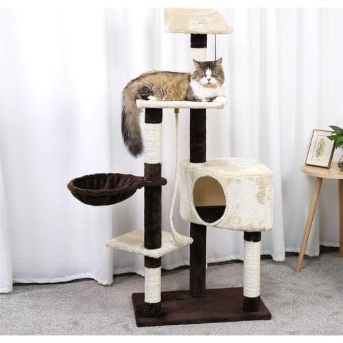 Luxury Cat climbing frame Tree with Sisal-Covered Scratching Posts Cat Tower Furniture Kitty Activity Center Kitten Play House
