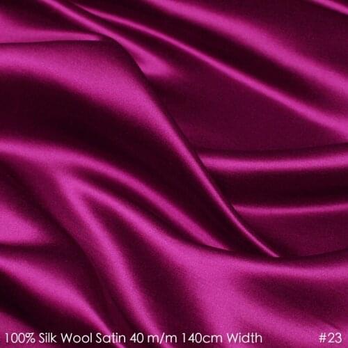 SILK WOOL SATIN 140cm width 40mm/28%Silk+72%Wool Satin Fabric Women Evening Dresses 23 Hot Pink