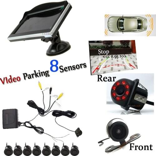 Parking Assistance Visual Parking Sensor 8 BIBI Alarm Parktronic,8 IR Dynamic Trajectory Rear Camera Front Camera 5 "Car Monitor