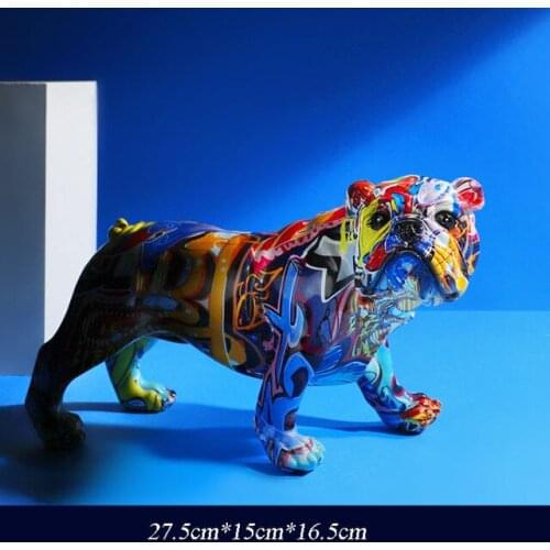 NORDIC PAINTING GRAFFITI CHIHUAHUA PUG SCULPTURE FIGURINE ART ELEPHANT STATUE CREATIVE RESIN CRAFTS HOME DECORATION
