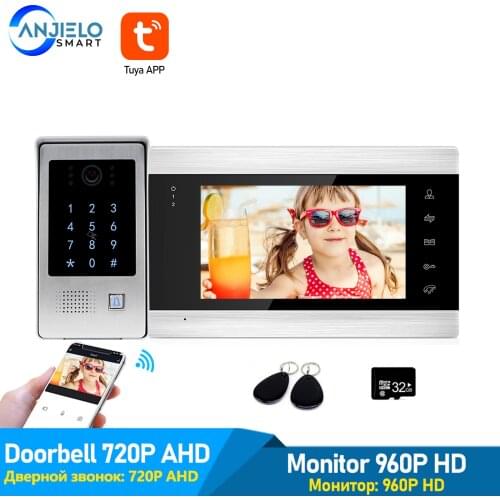 Tuya 720P AHD Smart WiFi Video Intercom Keypad/RFID Card Mobile Phone APP Unlock Motion Detection Home Access Control System