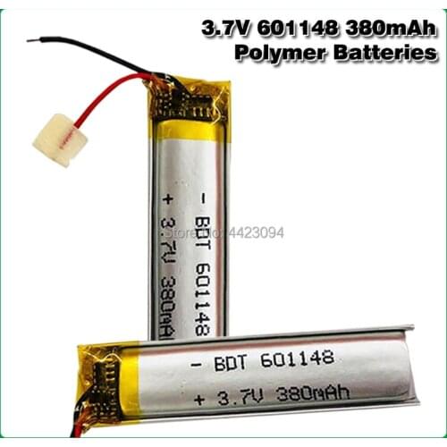 High quality 601148 3.7V 380MAH with protection board 601248 used for bluetooth MP3,MP4,MP5 GPS DVD lithium battery 601250