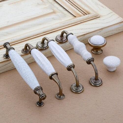 High-end Zinc Alloy Crack Fine Yellow Ceramic Door Handle Cabinet Closet Handles Jane European Furniture Hardware Accessories
