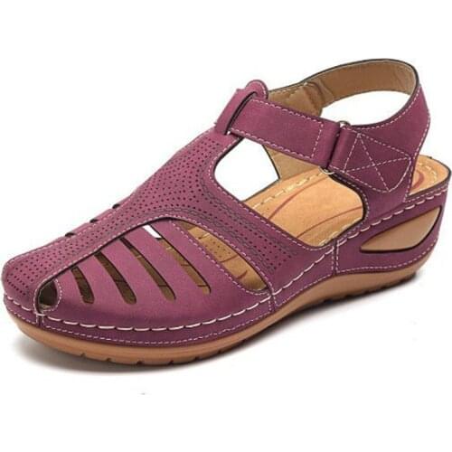 2021 New Womens Sandals Retro Roman Thick-soled Heightened Hole Shoes Round Toe Wedge Heel Non-slip, Waterproof and Comfortable