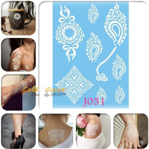 1PC New Fashion Flash Metallic Temporary Tattoos For Wedding GJ031 India Totem Fake Removable White Henna Tattoo Paste Makeup