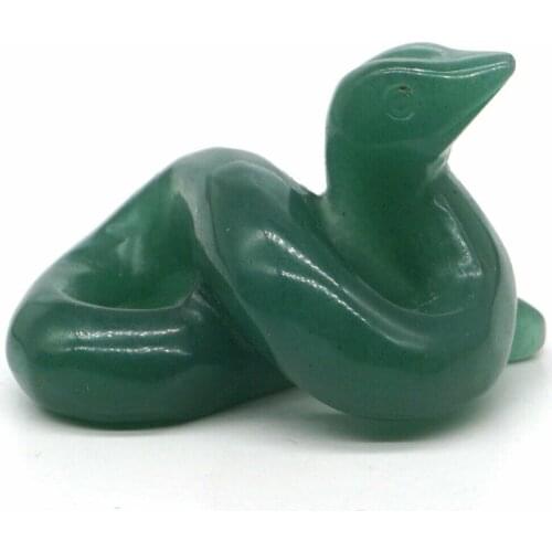 2" Snake Figurine Natural Stone Green Aventurine Crystal Healing Carved Animal Statue Rock Decor