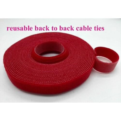 2rolls red 15mm*5M Reusable Cable Ties Nylon Cable Tie Self-gripping Strap Stick Ties Computer PC TV Wire Management magic tape