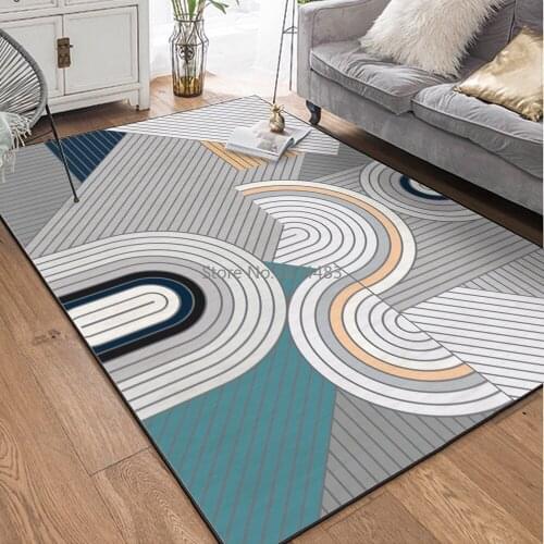 200*300cm Fashion Modern Minimalist Ins Curved Geometric Gray and White Multi-color Kitchen Living Room Bedroom Bedside Mat