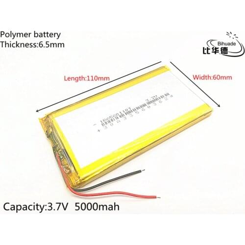 3.7V 5000 mAh 6560110 Polymer rechargeable Lithium Li Battery For GPS Tablet PC