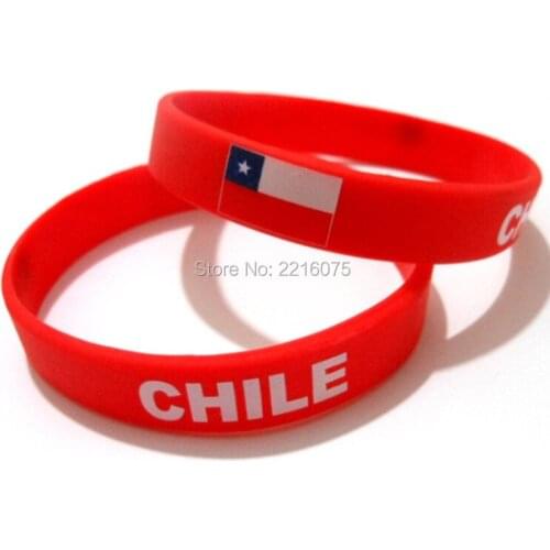 300pcs red blue white Flag Chile wristband silicone bracelets free shipping by DHL express