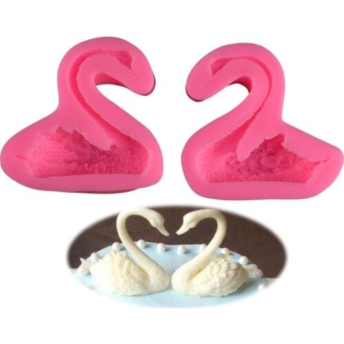 3D Stereo Pair of Swan Fondant Silicone Mold Cake Decoration Mold Aromatherapy Gypsum Mold DIY Baking Wholesale Drop Shipping