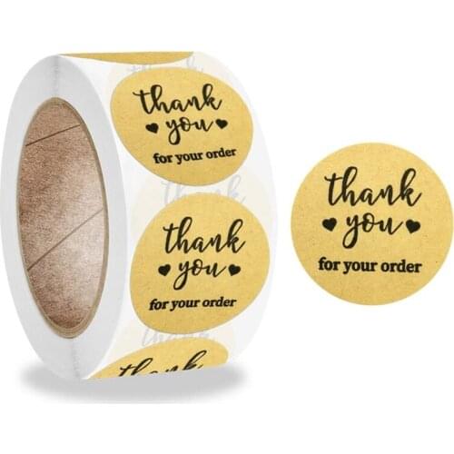 500pcs Thank You for Your Order Kraft Stickers Package Seal Label for Small Shop