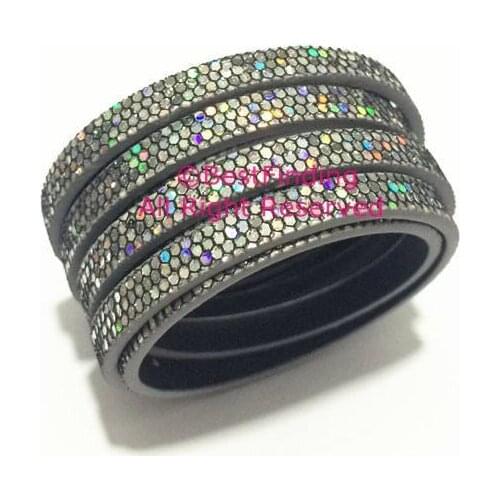 5x2mm leather cord Neon shine silver glitter 5mm flat leather cord