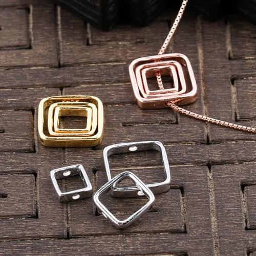 925 Sterling Silver Beaded Square Spacer 6mm 8mm 10mm Handwork Crafts Beads Stone Encircle Frame DIY Jewelry Accessories Gift