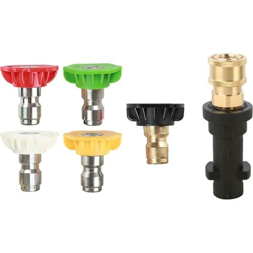 Pressure Washer Tool Adapter with Pivot Coupler 5 Tips for Karcher K2 K3 K4 K5 K6 K7 Car Wash Maintenance Supplies