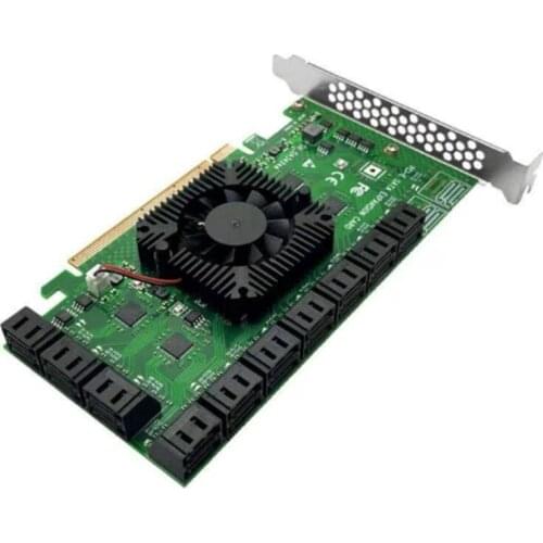24-port PCI-E to Sata3.0 Expansion Card PCI Express X16 Controller Adapter 6GB Interface Support Windows/Linux/UBuntu