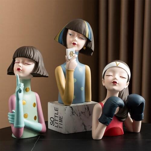 Art Resin Girl Statues Nordic Sculpture for Home Decoration Modern Home Decor Living Room Decoration Creative Ornaments Crafts