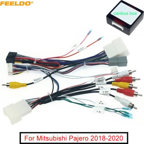 FEELDO Car 16pin Audio Wiring Harness With Canbus Box For Mitsubishi Outlander Aftermarket Stereo Installation Wire Adapter