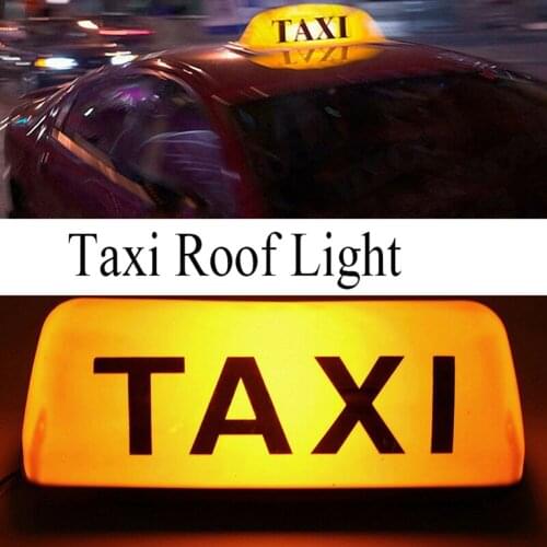 Car Taxi Sign Cab Roof Top Topper Magnetic Sign Lamp 12V LED Light Waterproof Yellow